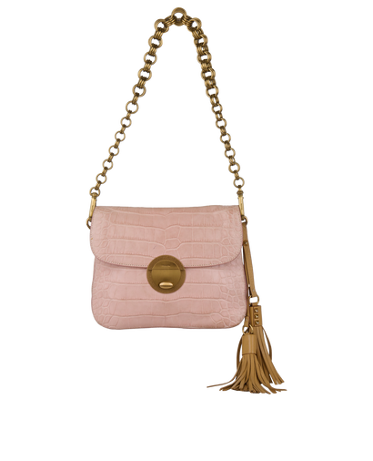 Embossed Shoulder Bag With Tassels, front view